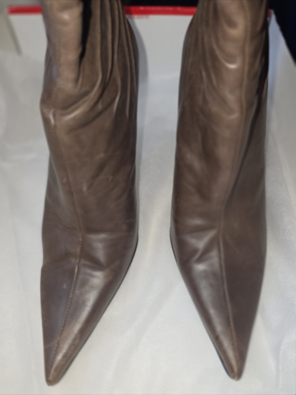 Bronx Brown Pointed Leather Heeled Boots